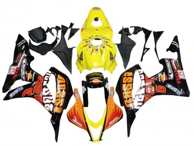 Purchase 2007-2008 Yellow Orange Glossy Black Rossi Repsol Honda CBR600RR Motorcycle Fairings UK