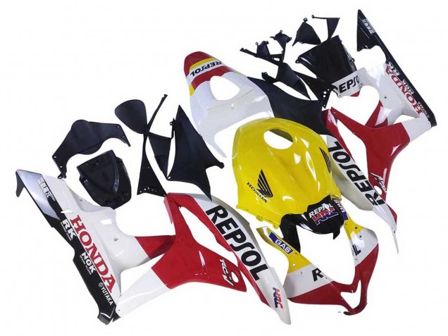 Purchase 2007-2008 White Yellow Red Repsol HRC Honda CBR600RR Motorcycle Fairings UK