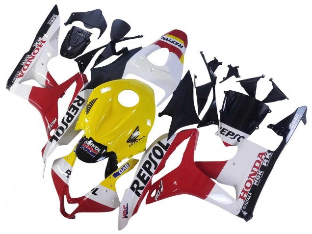 Purchase 2007-2008 White Yellow Red Repsol HRC Honda CBR600RR Motorcycle Fairings UK