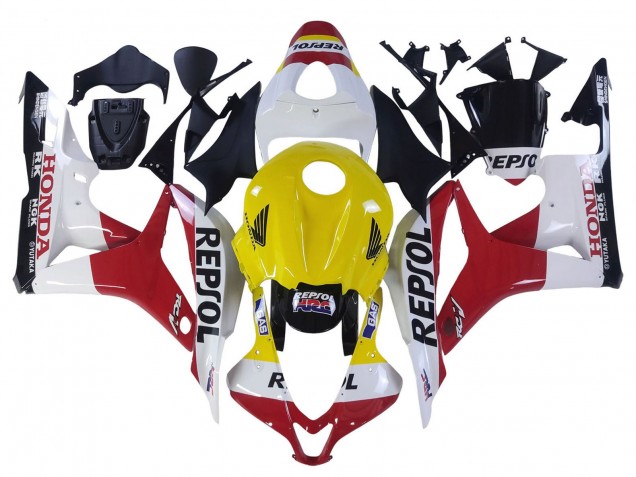 Purchase 2007-2008 White Yellow Red Repsol HRC Honda CBR600RR Motorcycle Fairings UK