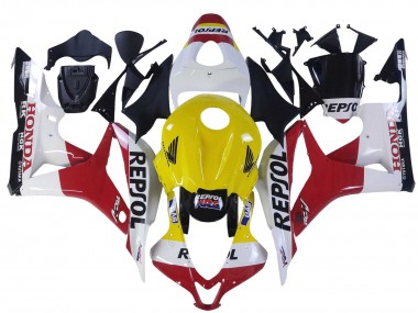 Purchase 2007-2008 White Yellow Red Repsol HRC Honda CBR600RR Motorcycle Fairings UK