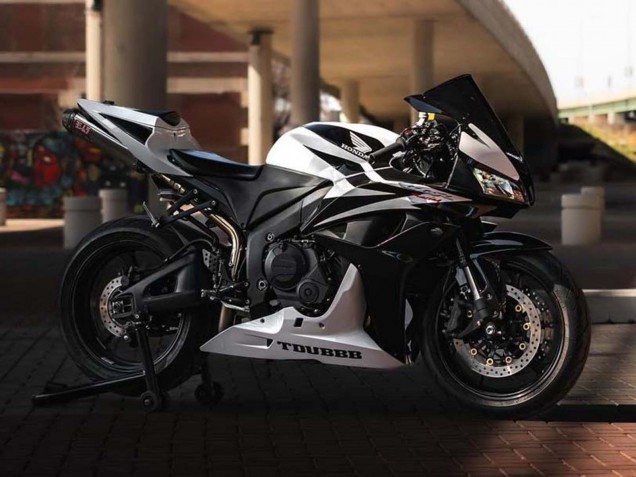 Purchase 2007-2008 White Black Racing Honda CBR600RR Motorcycle Fairings UK