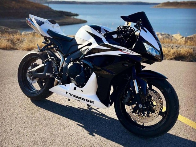 Purchase 2007-2008 White Black Racing Honda CBR600RR Motorcycle Fairings UK