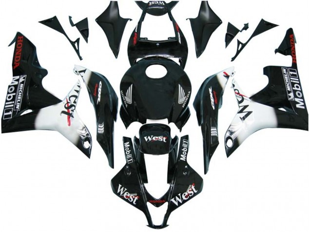 Purchase 2007-2008 Glossy Black White West Honda CBR600RR Motorcycle Fairings UK