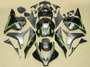 Purchase 2009-2012 Silver Glossy Black with Fluorescent Green Lines Honda CBR600RR Motorcycle Fairings UK
