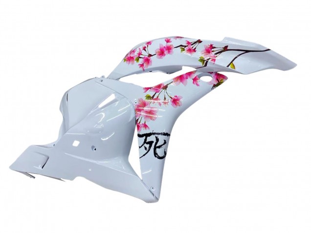 Purchase 2009-2012 White Cherry Blossom Glossy Black Honda CBR600RR Motorcycle Fairings UK
