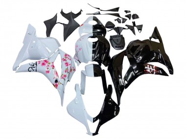 Purchase 2009-2012 White Cherry Blossom Glossy Black Honda CBR600RR Motorcycle Fairings UK