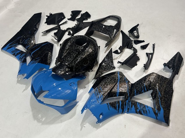 Purchase 2009-2012 Black Forged Carbon Fiber Blue Honda CBR600RR Motorcycle Fairings UK