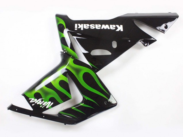 Purchase 2004-2005 Black with Green Flame Ninja Kawasaki ZX10R Motorcycle Fairings UK