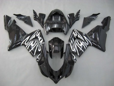 Purchase 2004-2005 Black with White Flame Kawasaki ZX10R Motorcycle Fairings UK