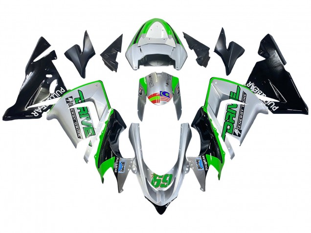 Purchase 2004-2005 Green Silver Black 69 Kawasaki ZX10R Motorcycle Fairings UK
