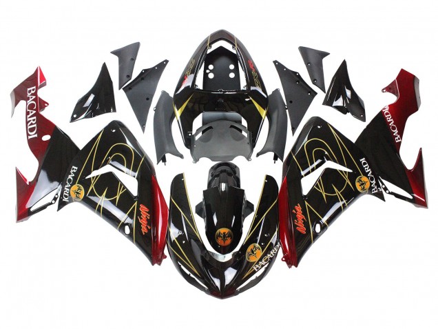 Purchase 2006-2007 Black Red Gold BACARDI Kawasaki ZX10R Motorcycle Fairings UK