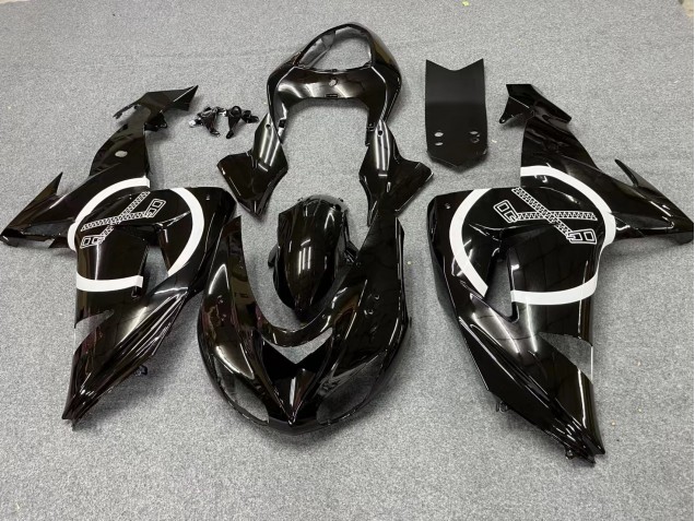 Purchase 2006-2007 Glossy Black White Circle Kawasaki ZX10R Motorcycle Fairings UK