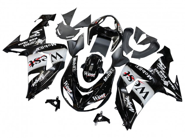 Purchase 2006-2007 Glossy Black White West Kawasaki ZX10R Motorcycle Fairings UK