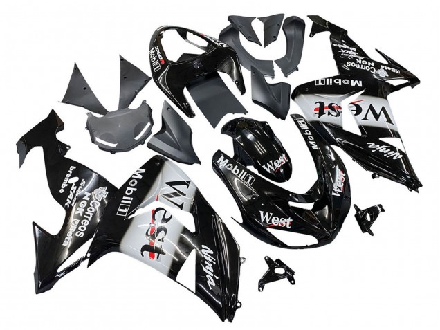 Purchase 2006-2007 Glossy Black White West Kawasaki ZX10R Motorcycle Fairings UK