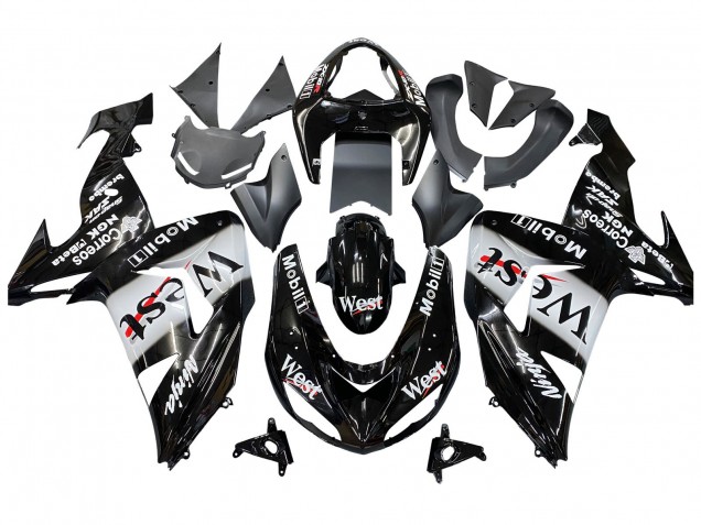 Purchase 2006-2007 Glossy Black White West Kawasaki ZX10R Motorcycle Fairings UK