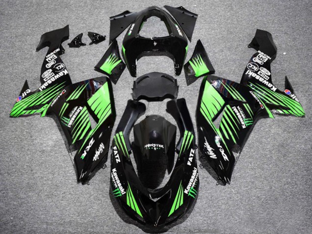 Purchase 2006-2007 Glossy Black Green Kawasaki ZX10R Motorcycle Fairings UK