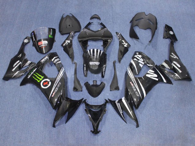 Purchase 2006-2007 Matte Black White Green Monster Kawasaki ZX10R Motorcycle Fairings UK