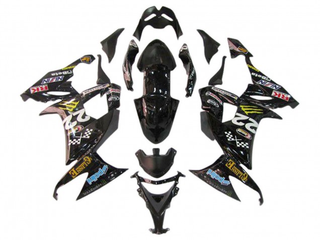 Purchase 2006-2007 Glossy Black Red Blue Yellow Monster Kawasaki ZX10R Motorcycle Fairings UK