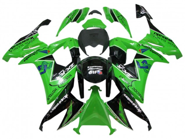 Purchase 2008-2010 Green Glossy Black Rosciou Hotels Kawasaki ZX10R Motorcycle Fairings UK