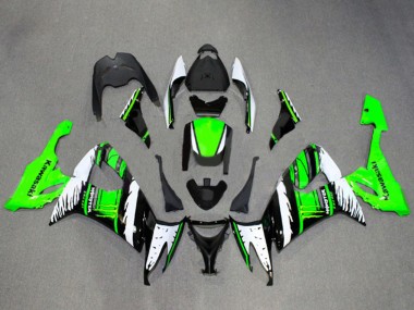 Purchase 2008-2010 White Green Glossy Black Flame Kawasaki ZX10R Motorcycle Fairings UK