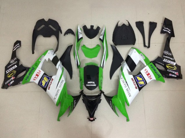 Purchase 2008-2010 White Green Glossy Black Motul Neos Banca Petas Kawasaki ZX10R Motorcycle Fairings UK