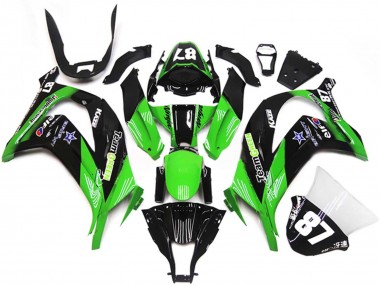 Purchase 2011-2015 Green Glossy Black Blue Star Team Green 87 Kawasaki ZX10R Motorcycle Fairings UK