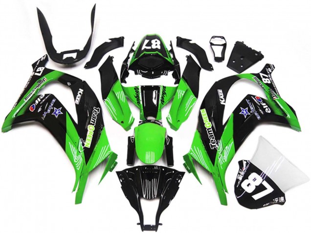 Purchase 2011-2015 Green Glossy Black Blue Star Team Green 87 Kawasaki ZX10R Motorcycle Fairings UK