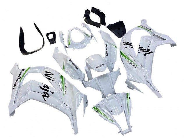 Purchase 2011-2015 White Green Stripe Black Ninja Kawasaki ZX10R Motorcycle Fairings UK