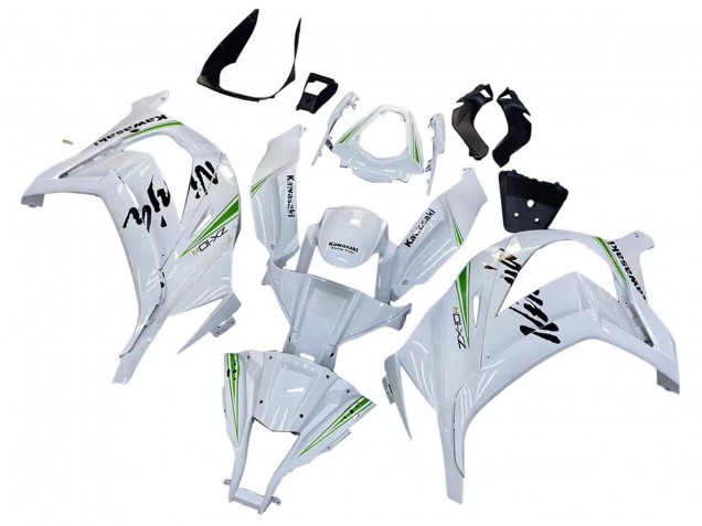 Purchase 2011-2015 White Green Stripe Black Ninja Kawasaki ZX10R Motorcycle Fairings UK
