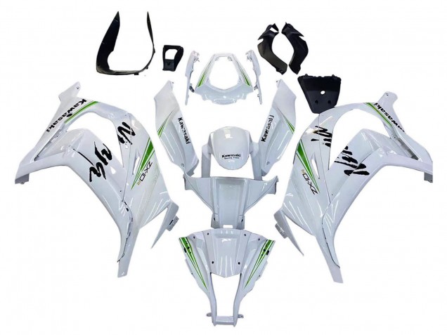 Purchase 2011-2015 White Green Stripe Black Ninja Kawasaki ZX10R Motorcycle Fairings UK