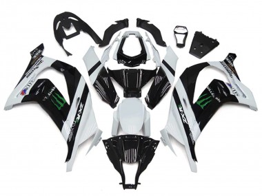 Purchase 2011-2015 White Glossy Black Green Monster Kawasaki ZX10R Motorcycle Fairings UK