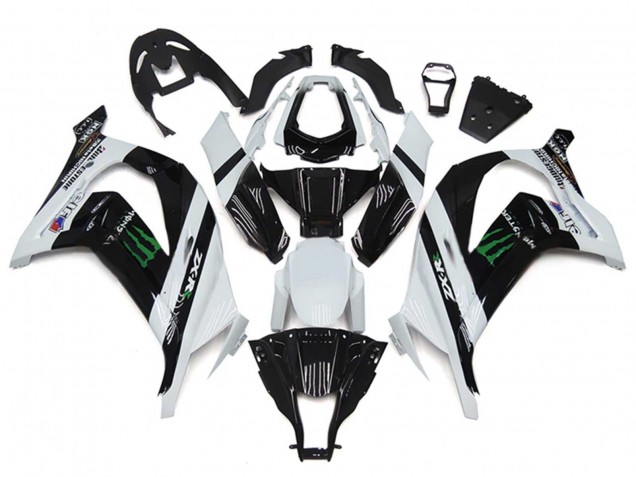 Purchase 2011-2015 White Glossy Black Green Monster Kawasaki ZX10R Motorcycle Fairings UK