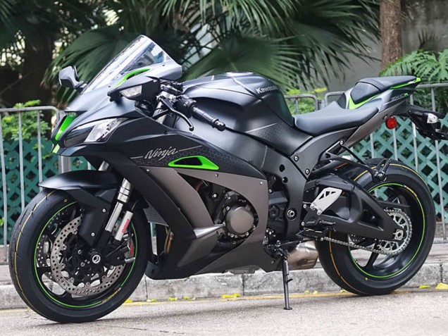 Purchase 2011-2015 Matte Black Green White Honeycomb Kawasaki ZX10R Motorcycle Fairings UK