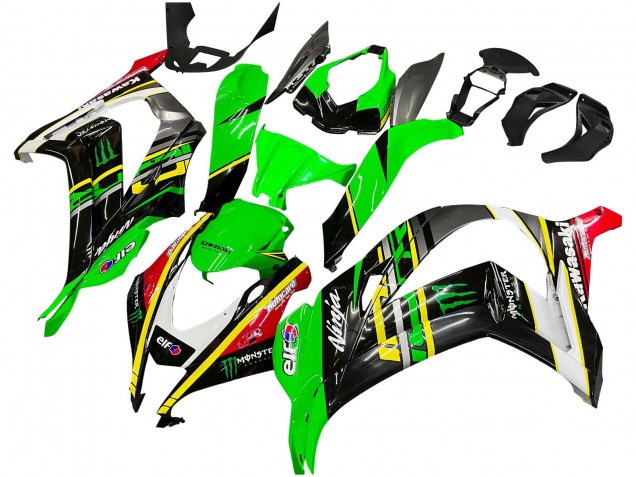 Purchase 2016-2020 Green Yellow Red Black Elf Monster Kawasaki ZX10R Motorcycle Fairings UK
