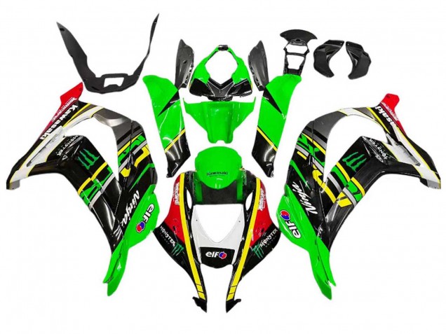 Purchase 2016-2020 Green Yellow Red Black Elf Monster Kawasaki ZX10R Motorcycle Fairings UK