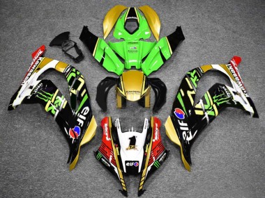 Purchase 2016-2020 Green Gold White Red Black Elf Monster Kawasaki ZX10R Motorcycle Fairings UK