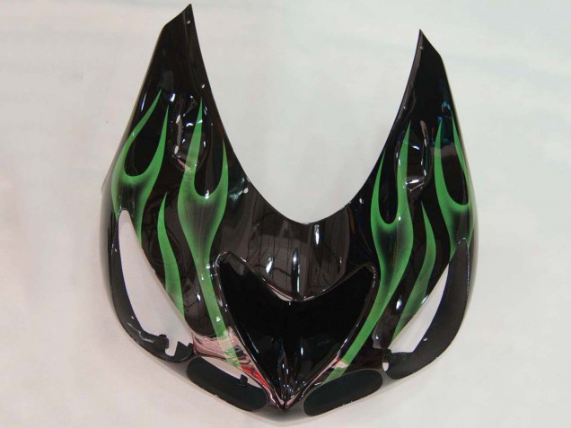 Purchase 2006-2011 Glossy Black Green Flame Kawasaki ZX14R ZZR1400 Motorcycle Fairing UK