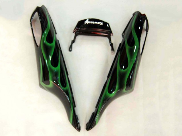 Purchase 2006-2011 Glossy Black Green Flame Kawasaki ZX14R ZZR1400 Motorcycle Fairing UK
