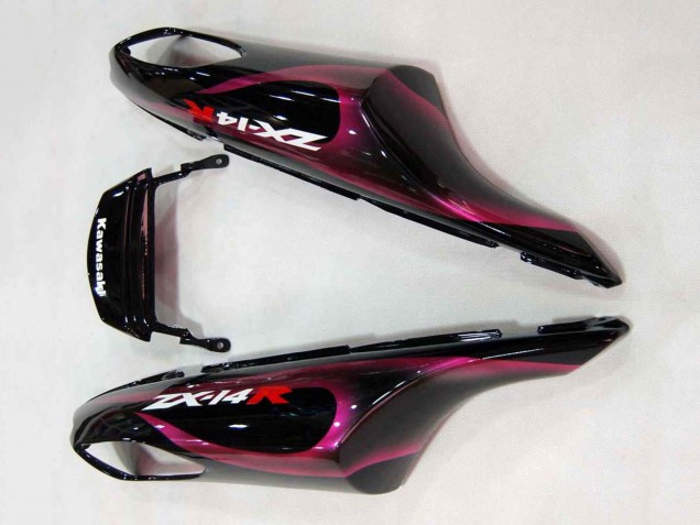 Purchase 2006-2011 Glossy Black Red Pink Flame Kawasaki ZX14R ZZR1400 Motorcycle Fairings UK