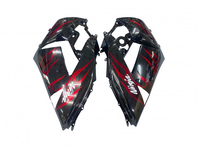 Purchase 2006-2011 Glossy Black Red Flame Kawasaki ZX14R ZZR1400 Motorcycle Fairing Kits UK