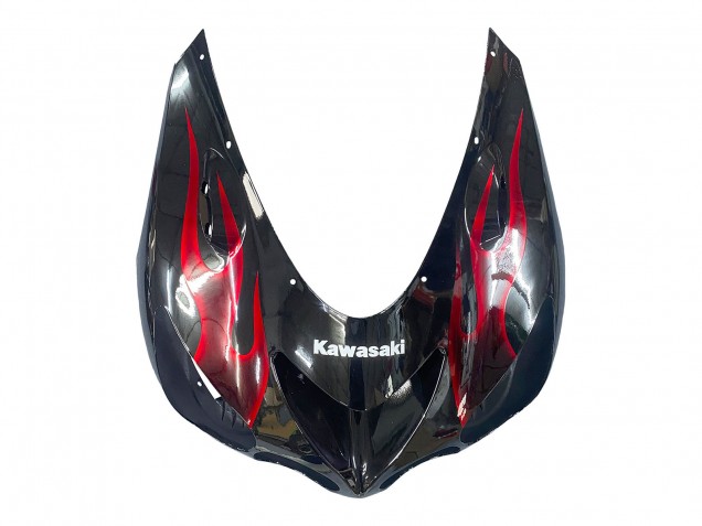 Purchase 2006-2011 Glossy Black Red Flame Kawasaki ZX14R ZZR1400 Motorcycle Fairing Kits UK