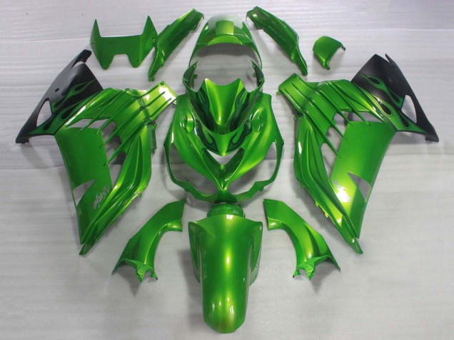 Purchase 2006-2011 Green Glossy Black Kawasaki ZX14R ZZR1400 Bike Fairings UK