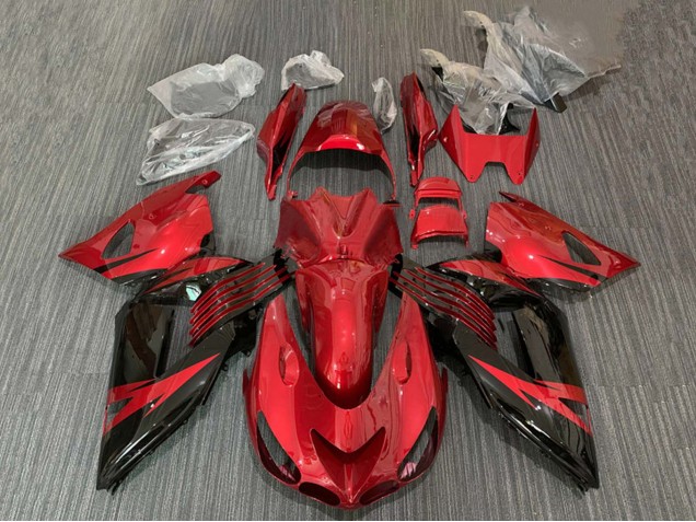 Purchase 2006-2011 Red Glossy Black Kawasaki ZX14R ZZR1400 Motorcycle Fairing UK