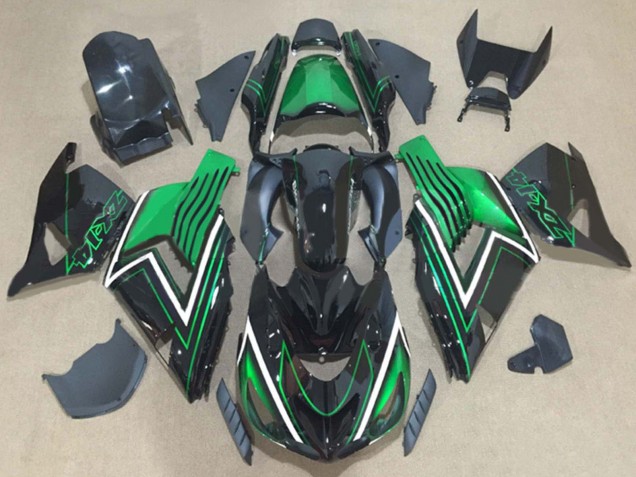 Purchase 2006-2011 Green Glossy Black Kawasaki ZX14R ZZR1400 Motorcycle Fairing Kits UK