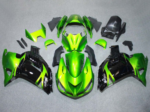 Purchase 2006-2011 Green Glossy Black Kawasaki ZX14R ZZR1400 Motorcycle Fairings Kits UK