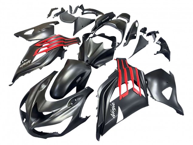 Purchase 2012-2024 Matte Black Red White Ninja Kawasaki ZX14R ZZR1400 Motorcycle Fairings UK