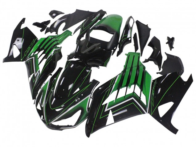 Purchase 2012-2024 Green Glossy Black Stripe Kawasaki ZX14R ZZR1400 Motorcycle Fairings UK
