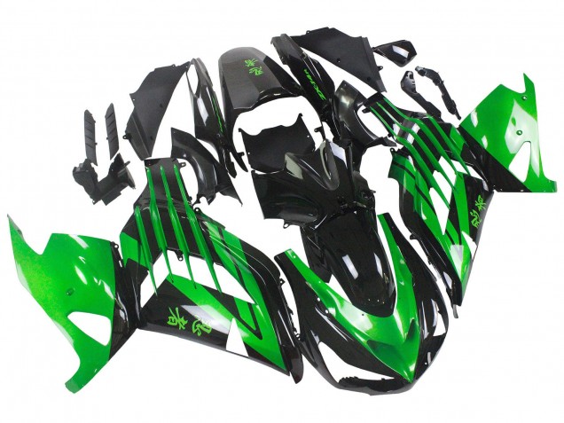 Purchase 2012-2024 Green Glossy Black Kawasaki ZX14R ZZR1400 Motorcycle Fairing Kits UK