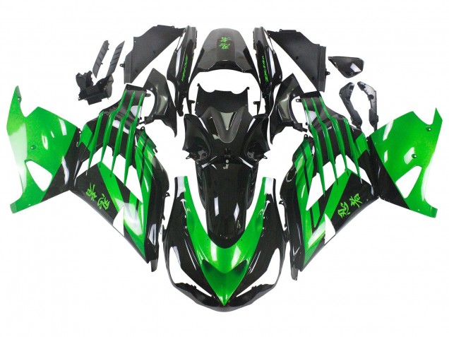 Purchase 2012-2024 Green Glossy Black Kawasaki ZX14R ZZR1400 Motorcycle Fairing Kits UK